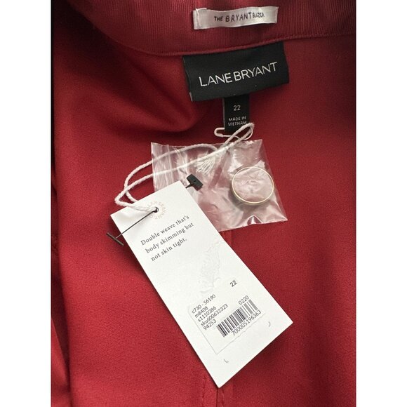 NWT Lane Bryant THE BRYANT BLAZER Red Body Skimming not Skin Tight Lined Size 22 - Picture 6 of 7